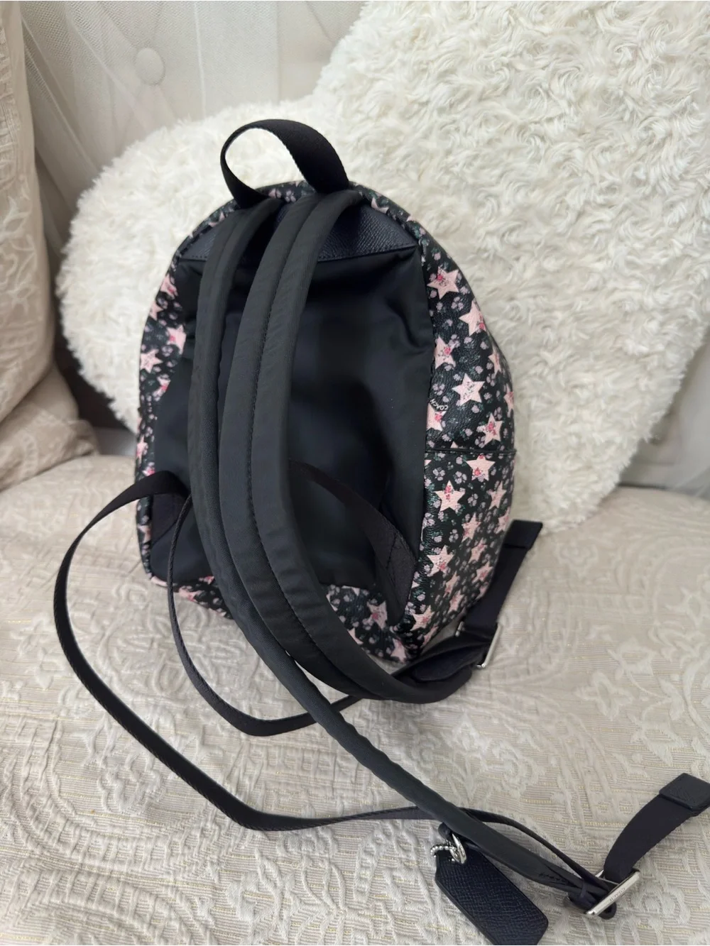 Coach Black Mini Backpack with Pink Star Print
